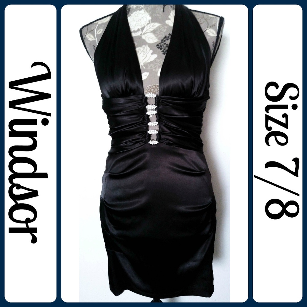 🎆 24 hour Sale🎆 LBD Black Satin Mini Dress Sz 8